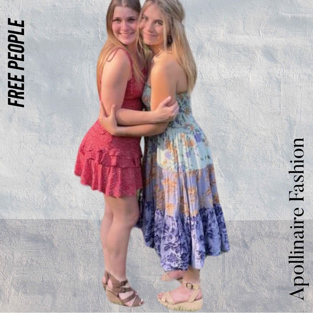FREE PEOPLE BUBBLES ONLY CONVERTIBLE SKIRT DRESS NEW VARIOUS SIZES BLUE COMBO - Picture 9 of 9
